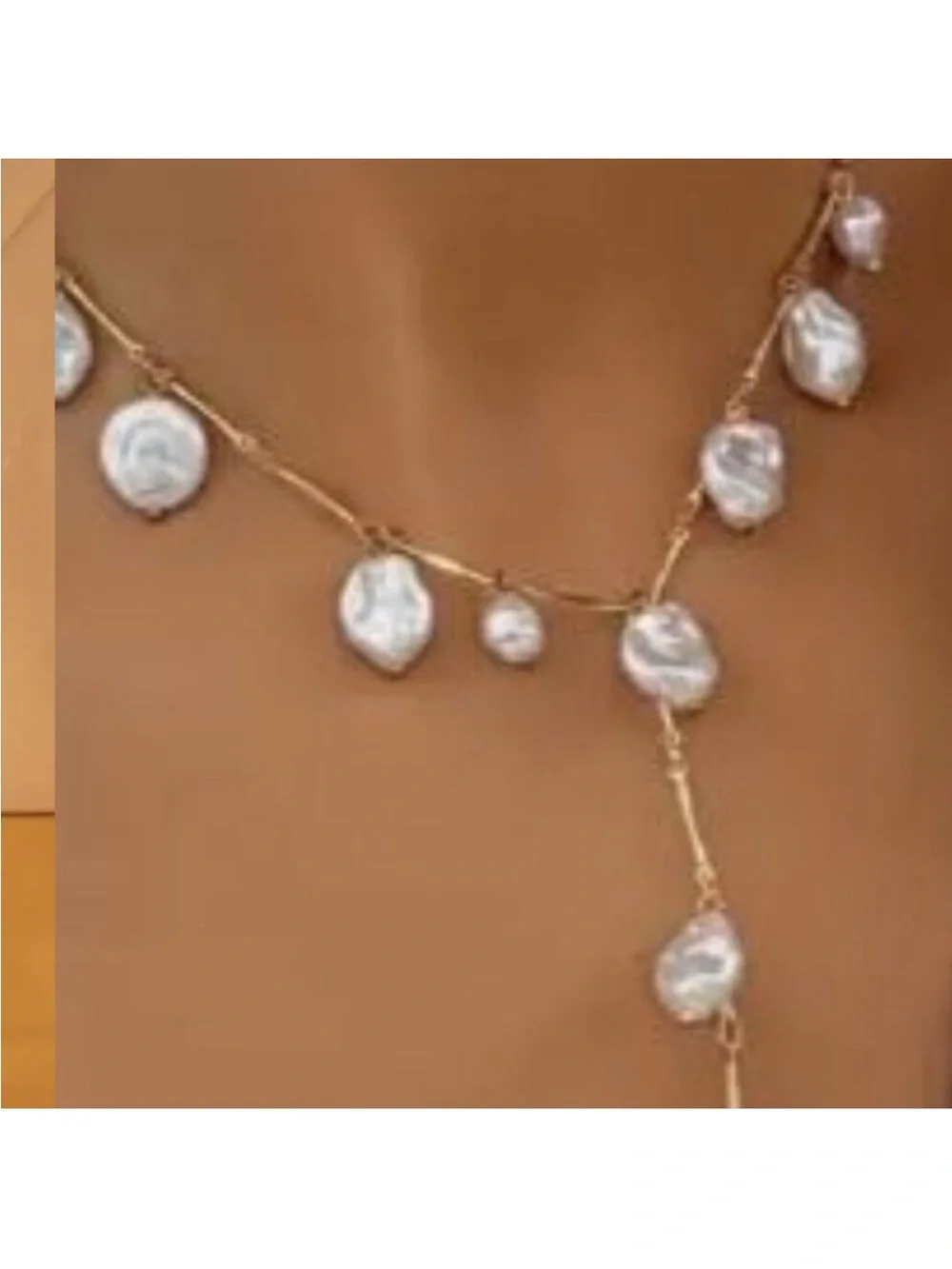 NEW Oceana 18K Gold Plated Freshwater Pearl Lariat Y-Necklace